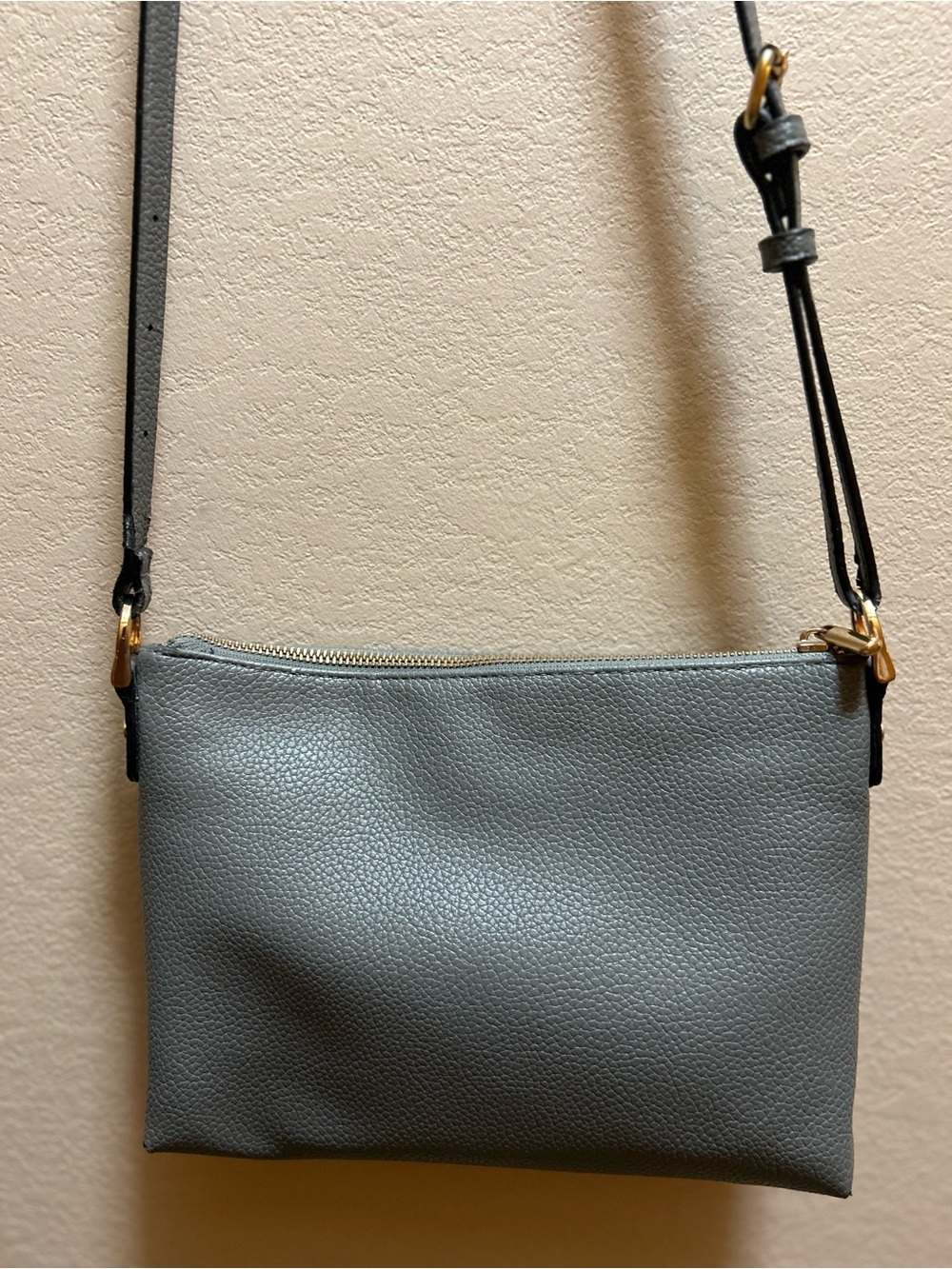 A New Day Grey/Blue Crossbody with Gold Accents